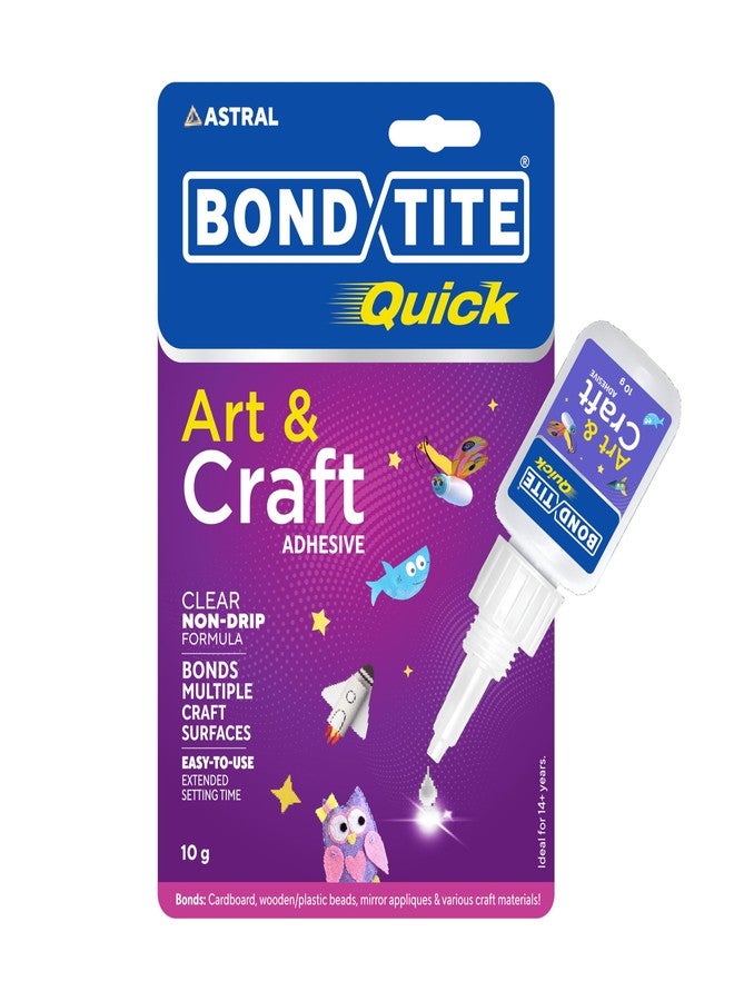 Bondtite Quick Art & Craft Glue, 10g | High-Viscosity, Non-Drip Adhesive | Clear Finish, Repositionable Glue for DIY Craft Projects, Home & School Use - Image 1
